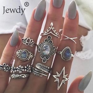 boho rings silver color  midi rings set 10pcs/lot